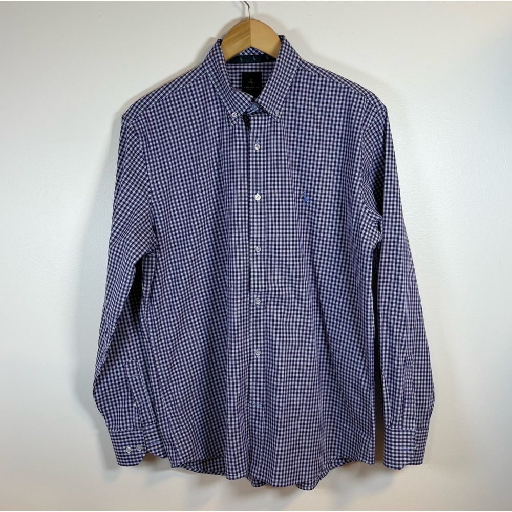Tailorbyrd Collection Men’s Dress Shirt Purple Checks Cotton Blend, Size Large